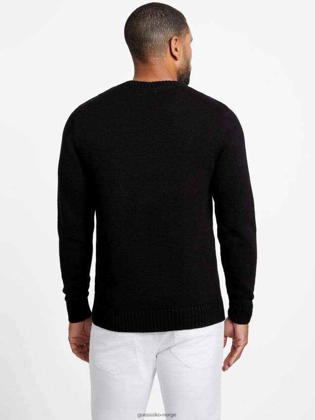 Guess side patch logo genser jet black kulsvart menn F0LJ808068