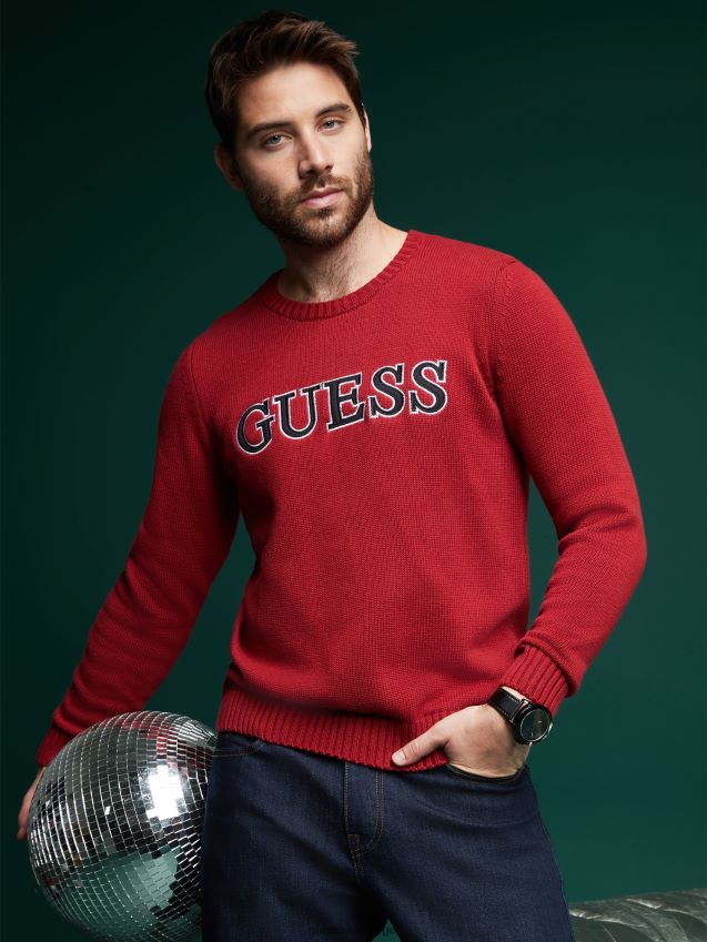 Guess side patch logo genser rød noir rød noir menn F0LJ807960