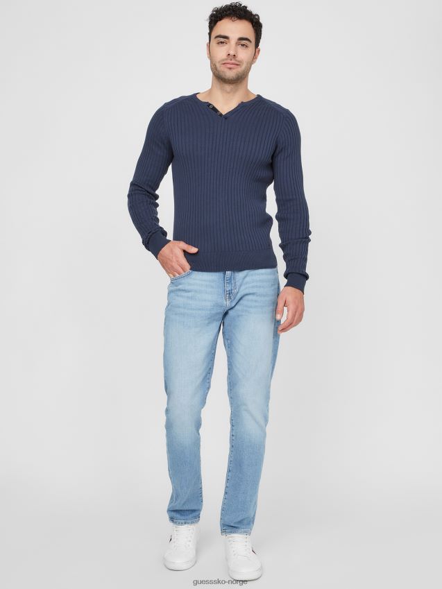 Guess silkeblå sean genser med slits silkeblått menn F0LJ807973