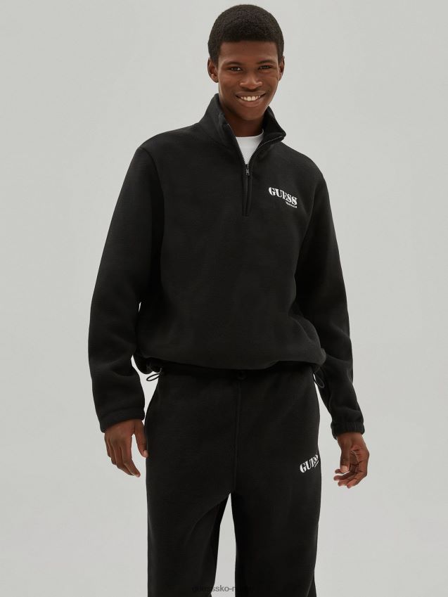 Guess sort sweatshirt med glidelås svart menn F0LJ801215