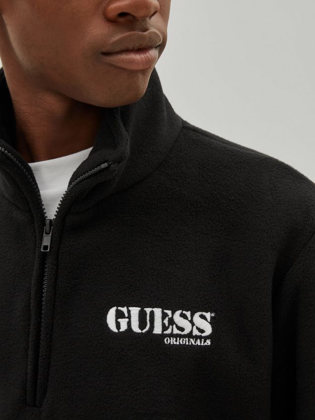 Guess sort sweatshirt med glidelås svart menn F0LJ801215