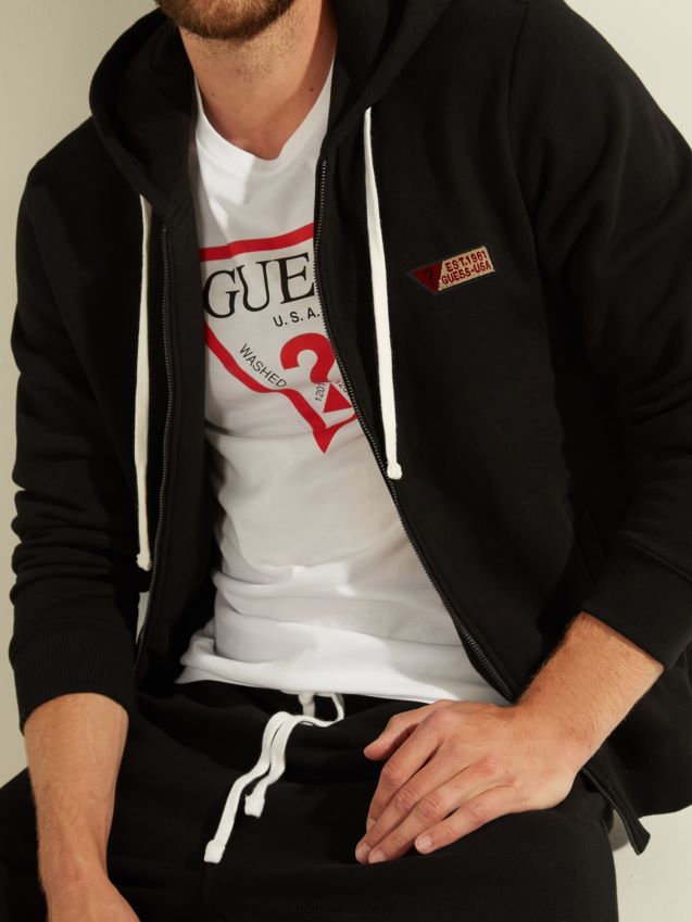 Guess sort sweatshirt med glidelås svart menn F0LJ801280