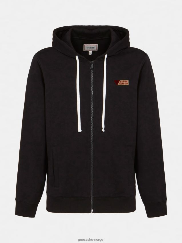 Guess sort sweatshirt med glidelås svart menn F0LJ801280