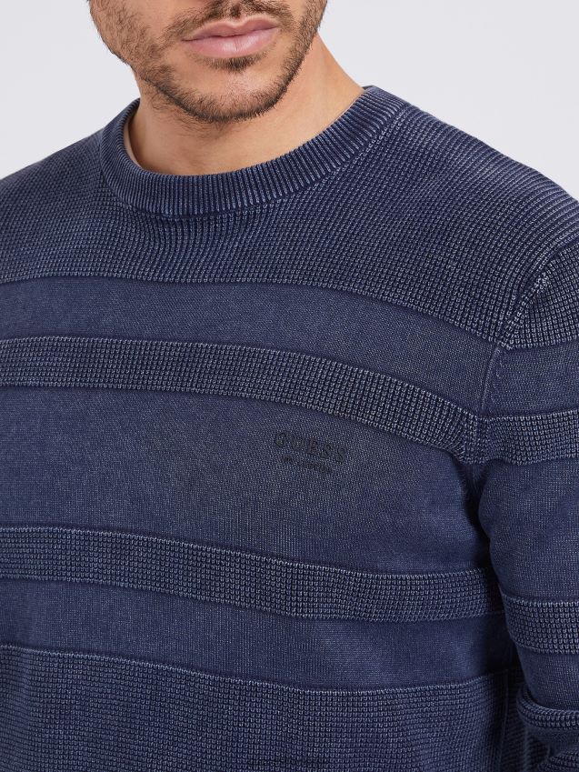 Guess stripete genser mørkeblå mørke blå menn F0LJ8053