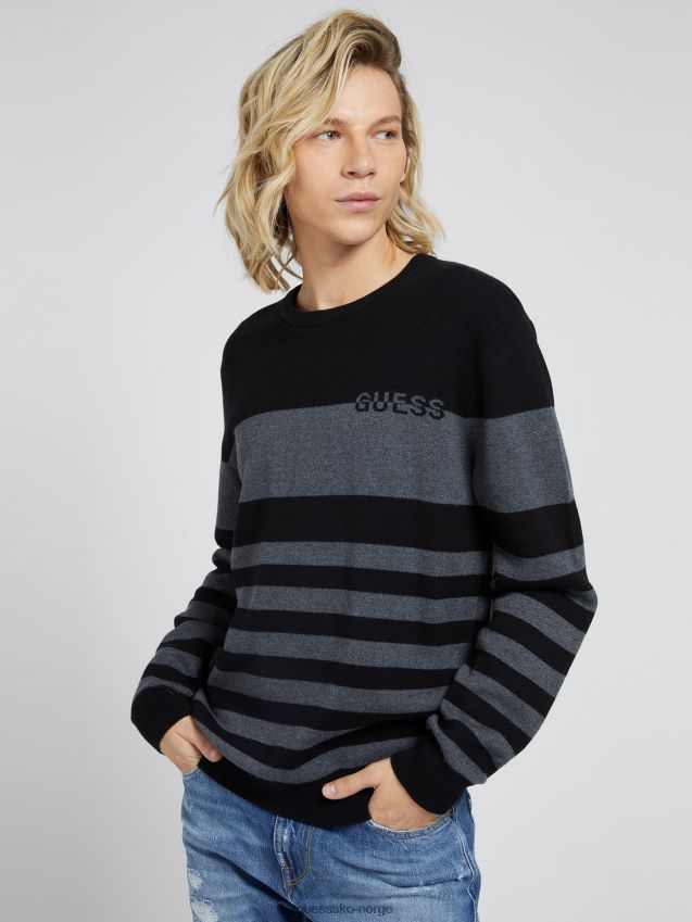 Guess stripete genser med rund hals sort multi svart multi menn F0LJ801371