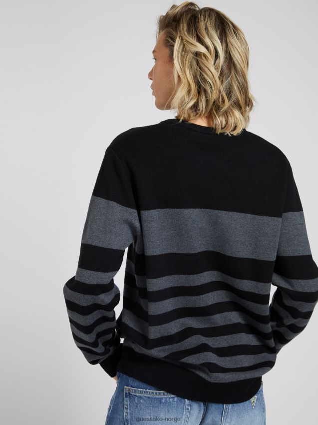 Guess stripete genser med rund hals sort multi svart multi menn F0LJ801371