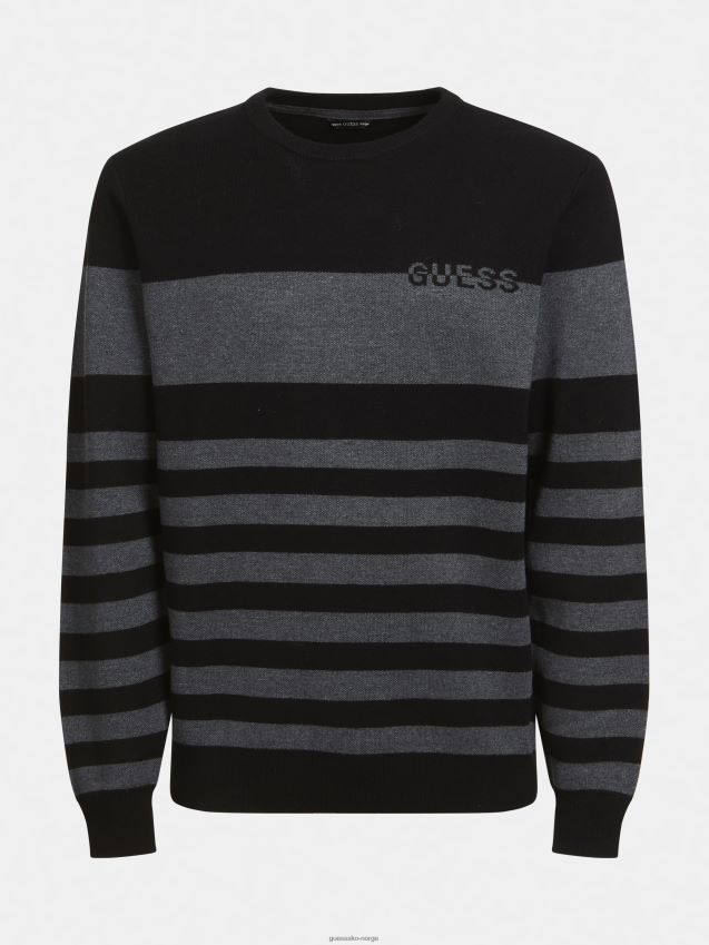Guess stripete genser med rund hals sort multi svart multi menn F0LJ801371