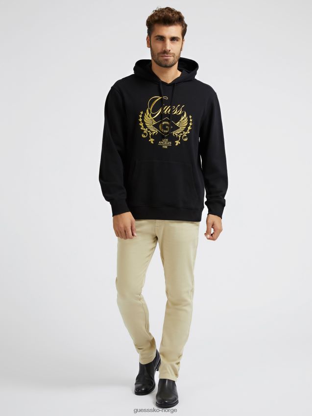 Guess svart genser med broderi foran svart menn F0LJ80606