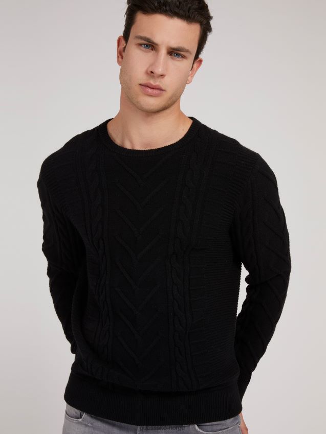 Guess svart kabler genser svart menn F0LJ801339