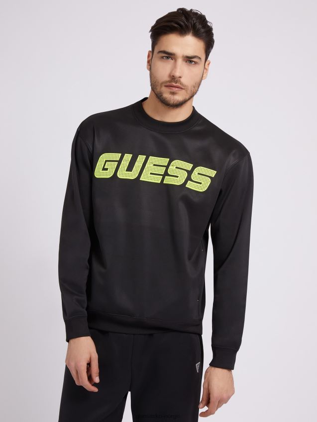 Guess svart sweatshirt med logo foran svart menn F0LJ80267