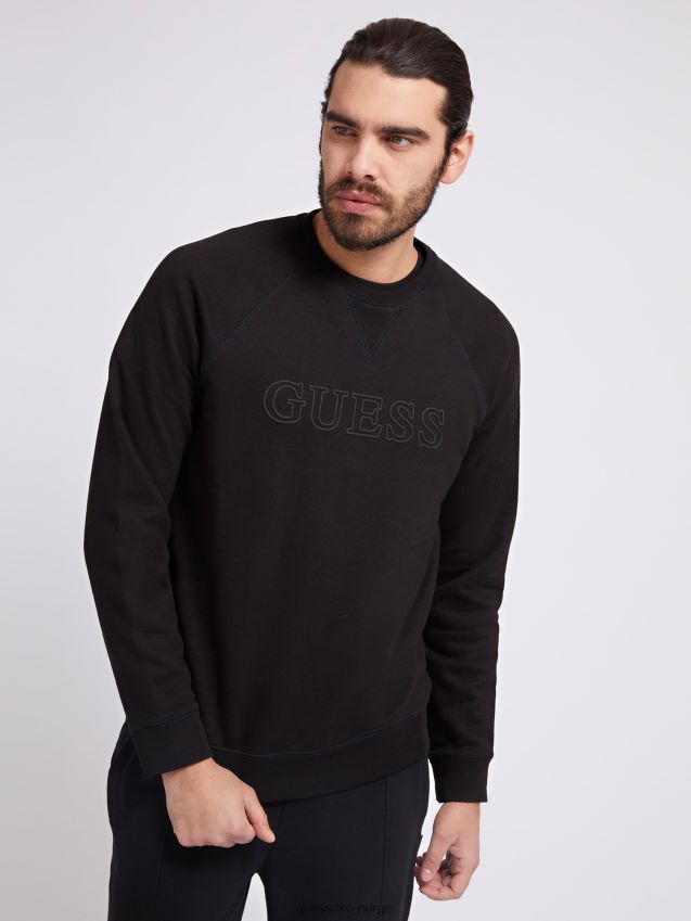 Guess svart sweatshirt med logo foran svart menn F0LJ80891