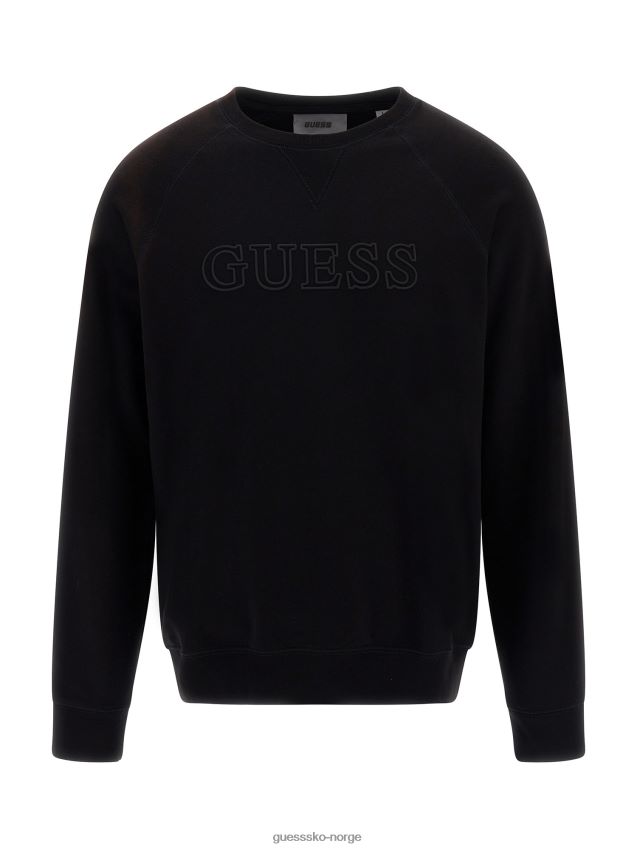 Guess svart sweatshirt med logo foran svart menn F0LJ80891