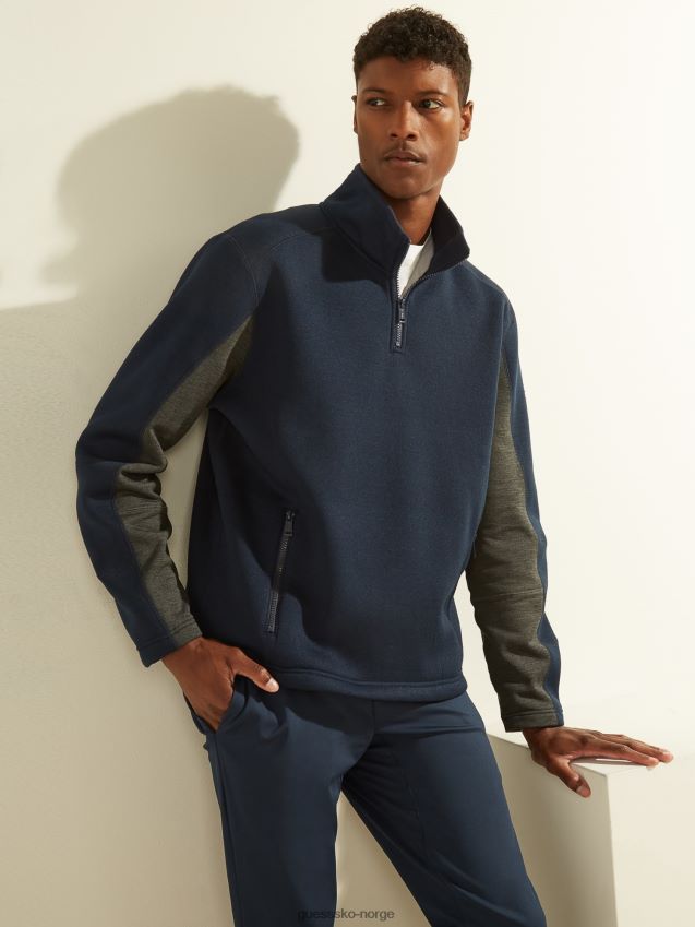 Guess sweatshirt med glidelås blå ny trend blå menn F0LJ801254