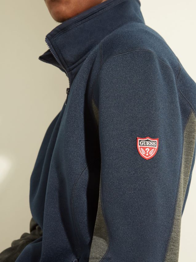 Guess sweatshirt med glidelås blå ny trend blå menn F0LJ801254