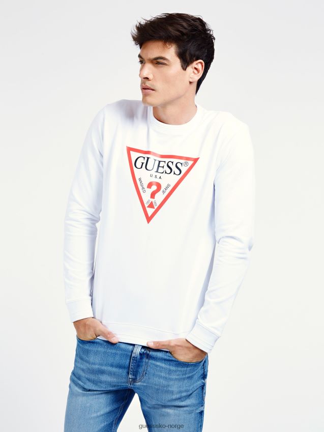 Guess trekant logo sweatshirt hvit hvit menn F0LJ80649