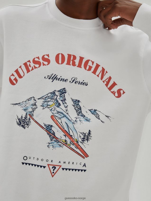 Guess trend hvit front logo sweatshirt ny trend hvit menn F0LJ801459
