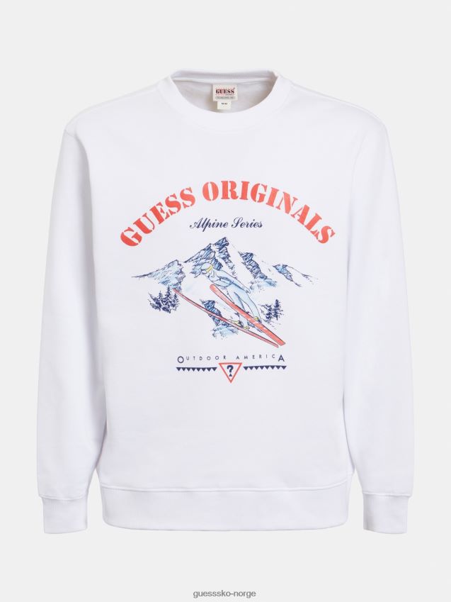 Guess trend hvit front logo sweatshirt ny trend hvit menn F0LJ801459