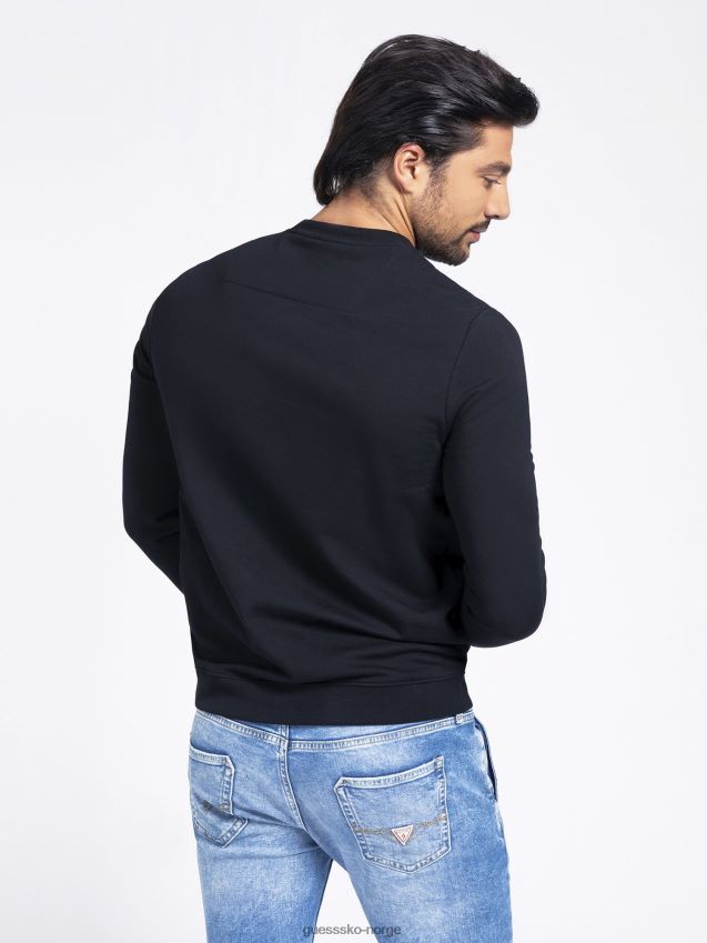 Guess triangel logo sweatshirt svart ny trend svart menn F0LJ80662