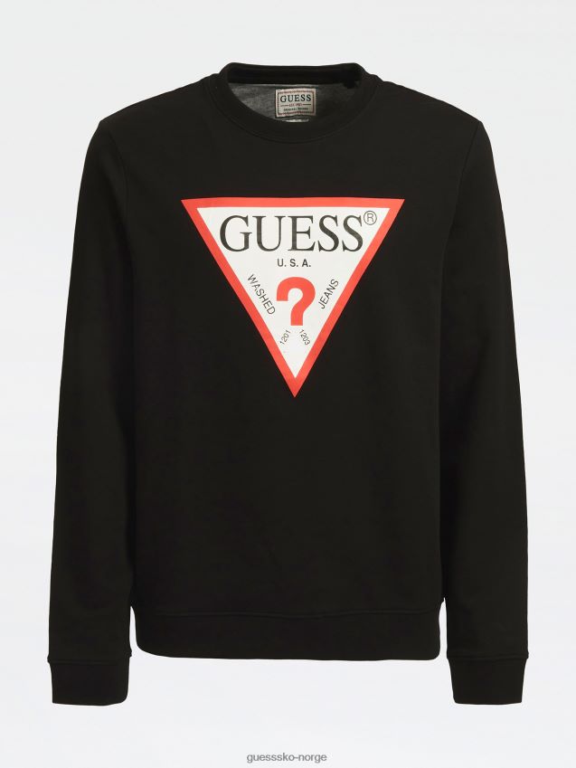 Guess triangel logo sweatshirt svart ny trend svart menn F0LJ80662