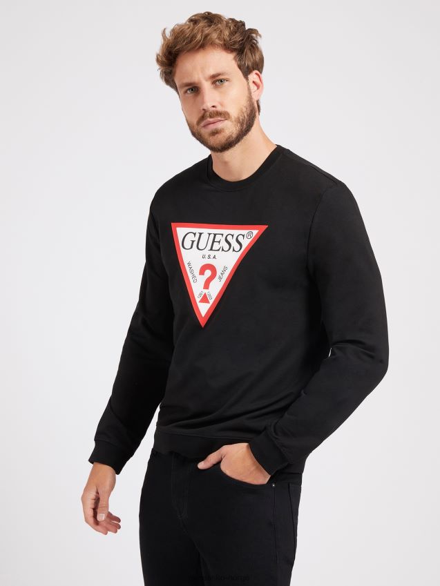Guess triangel logo sweatshirt svart svart menn F0LJ80816
