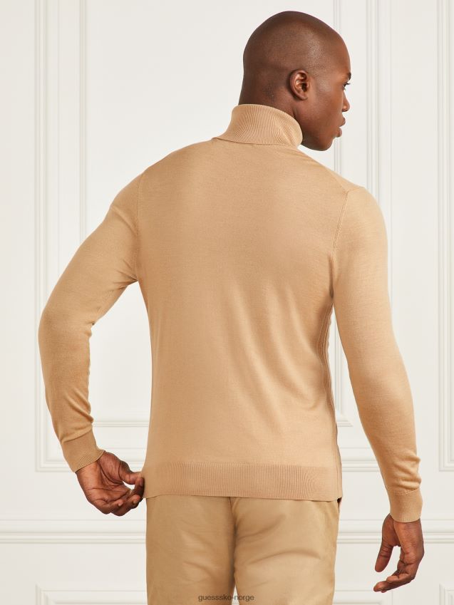 Guess turtleneck genser i merinoull ristet taupe ristet taupe menn F0LJ8010488