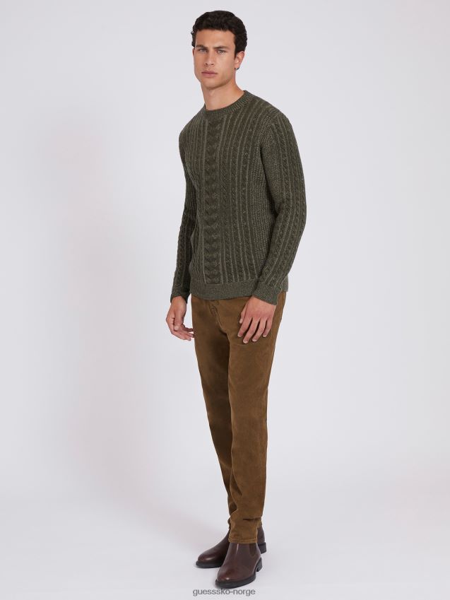 Guess ullblanding kabelstrikket genser grønn grønn menn F0LJ80198