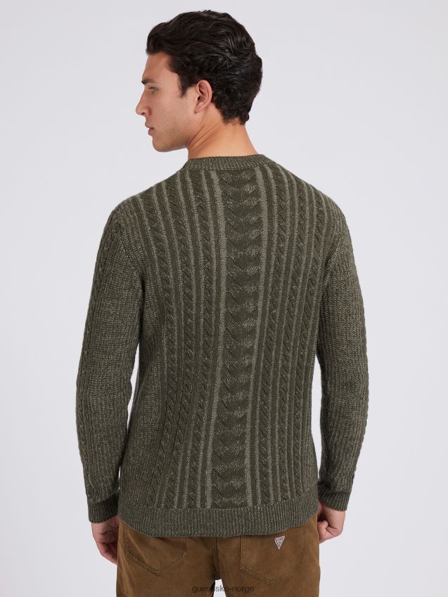Guess ullblanding kabelstrikket genser grønn grønn menn F0LJ80198
