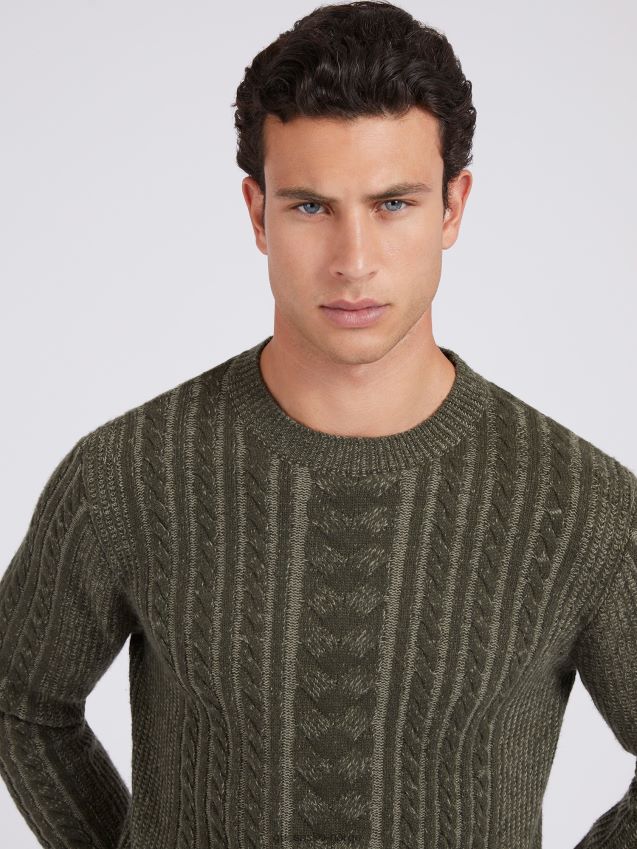 Guess ullblanding kabelstrikket genser grønn grønn menn F0LJ80198
