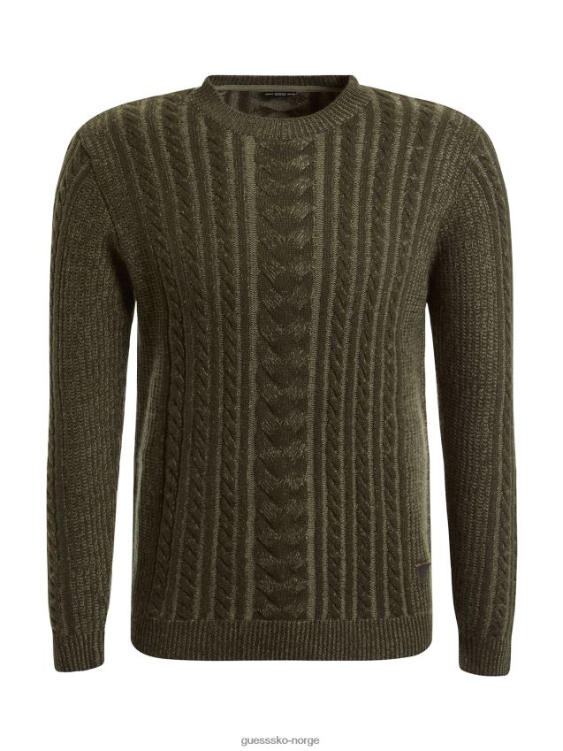 Guess ullblanding kabelstrikket genser grønn grønn menn F0LJ80198