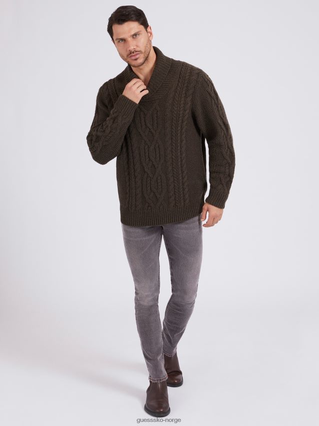 Guess ullblanding kabelstrikket genser mørkebrun mørkebrun menn F0LJ80433