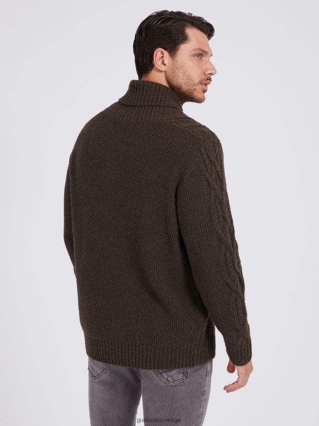 Guess ullblanding kabelstrikket genser mørkebrun mørkebrun menn F0LJ80433