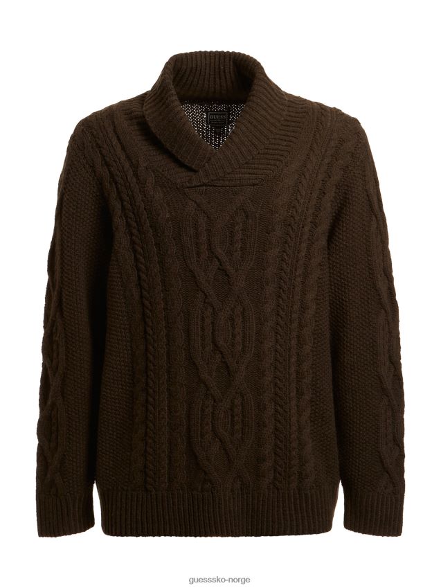 Guess ullblanding kabelstrikket genser mørkebrun mørkebrun menn F0LJ80433