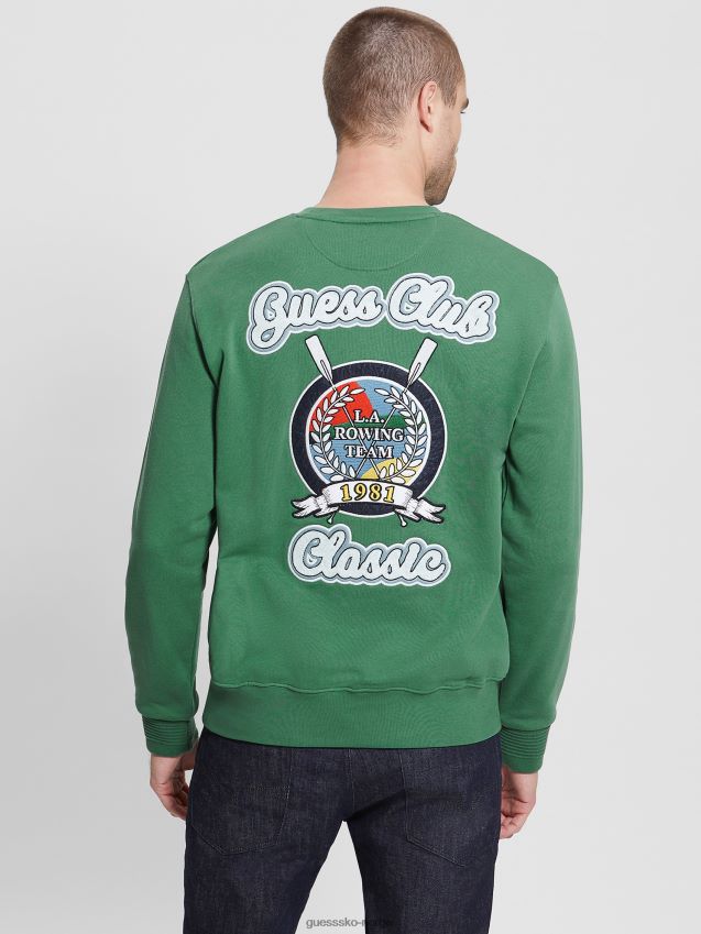 Guess yustin brodert logo sweatshirt chaser green chaser grønn menn F0LJ8010434