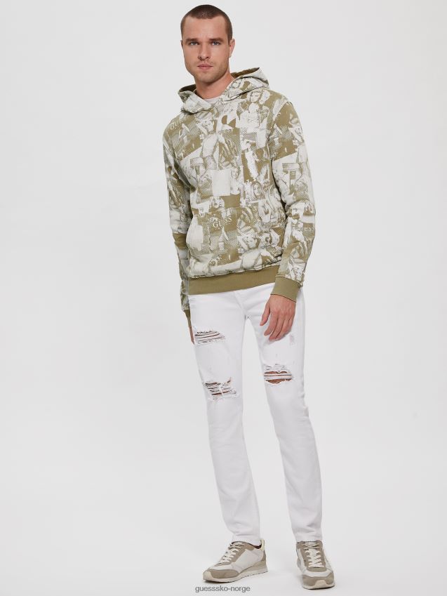 Guess alberico modell collage fleece hettegenser allover slaggrå allover slaggrå menn F0LJ8010516