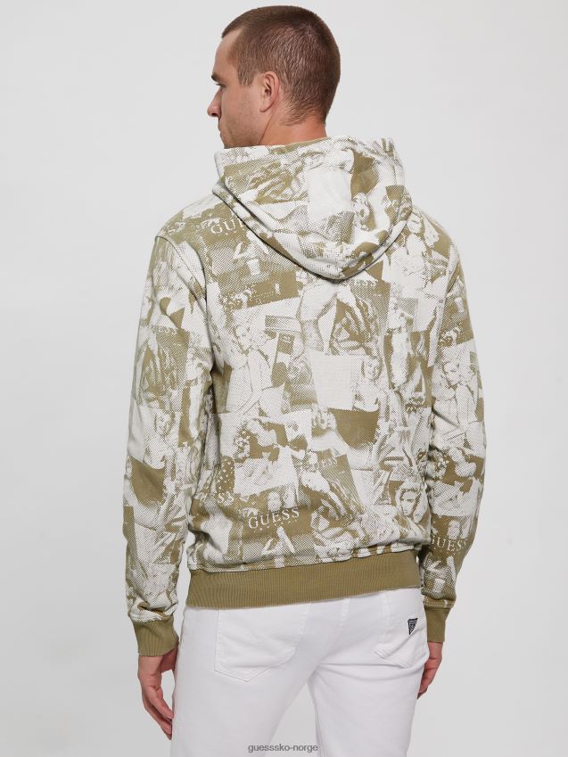 Guess alberico modell collage fleece hettegenser allover slaggrå allover slaggrå menn F0LJ8010516