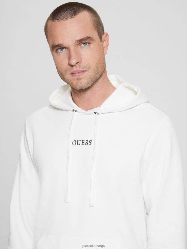 Guess frostet hvit øko roy-logo-hettegenser frostet hvit menn F0LJ8010490
