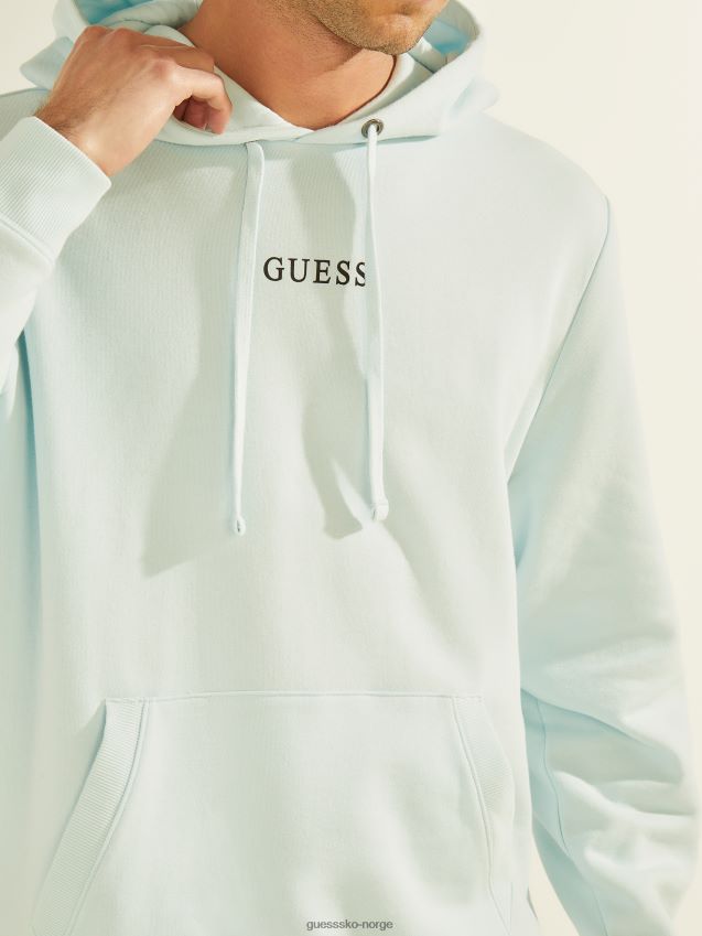 Guess marseille blå øko roy hettegenser med logo marseille blå menn F0LJ8010466