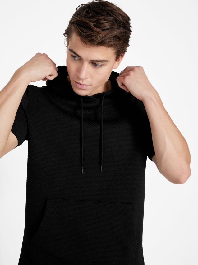 Guess nate kortermet hettegenser jet black kulsvart menn F0LJ808209