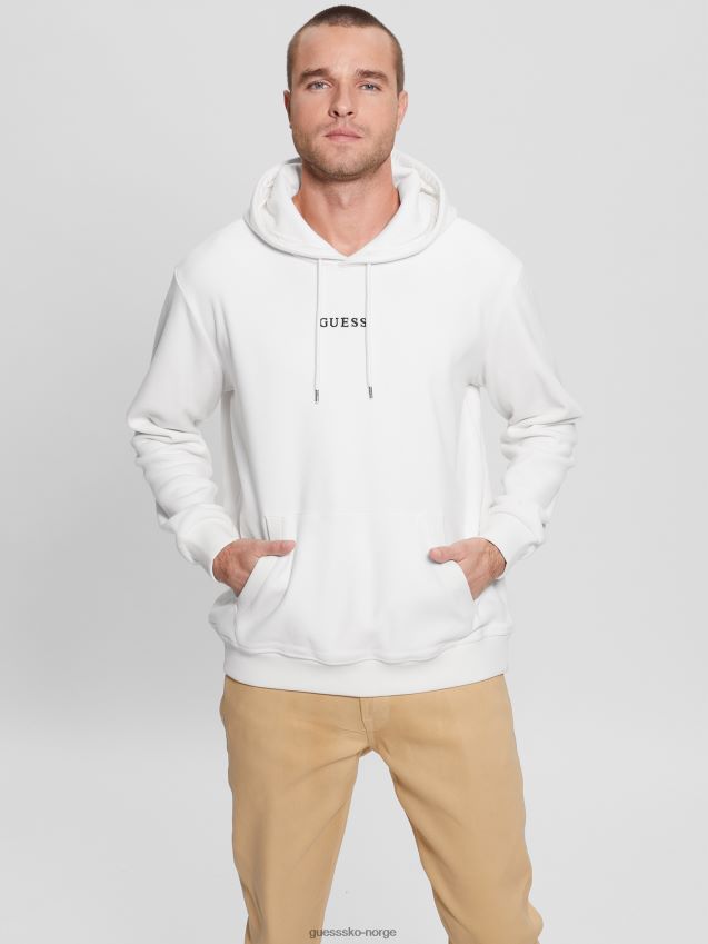 Guess salthvit hettegenser i fløyel salt hvit menn F0LJ8010358
