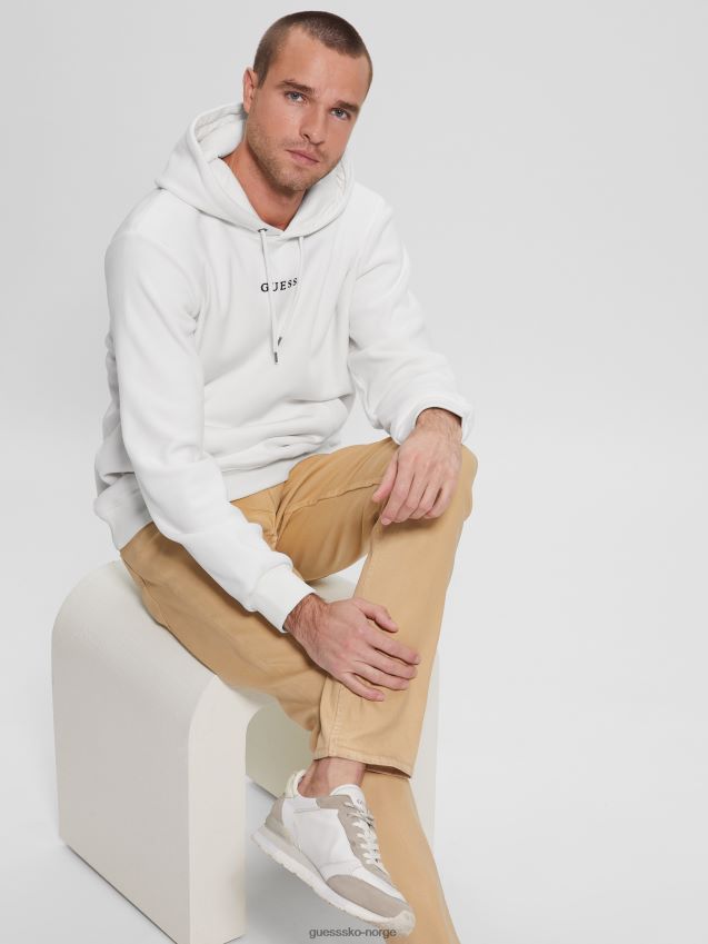 Guess salthvit hettegenser i fløyel salt hvit menn F0LJ8010358
