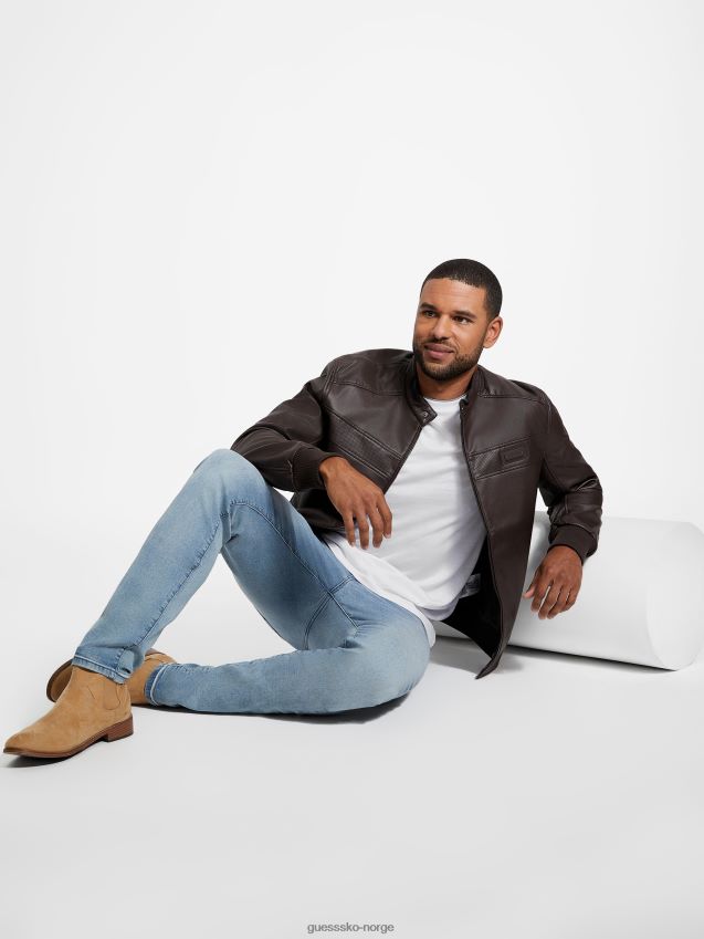 Guess aaron motojakke i imitert skinn kakaobønne Kakao bønne menn F0LJ807894