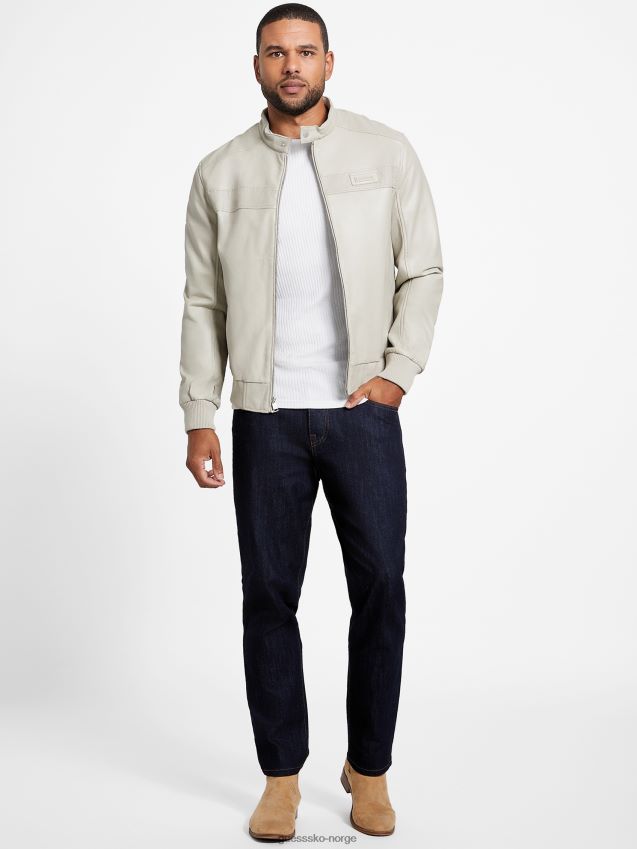 Guess aaron motojakke i imitert skinn vintage hvit vintage hvit menn F0LJ807940