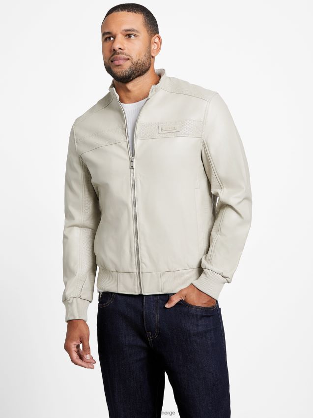 Guess aaron motojakke i imitert skinn vintage hvit vintage hvit menn F0LJ807940