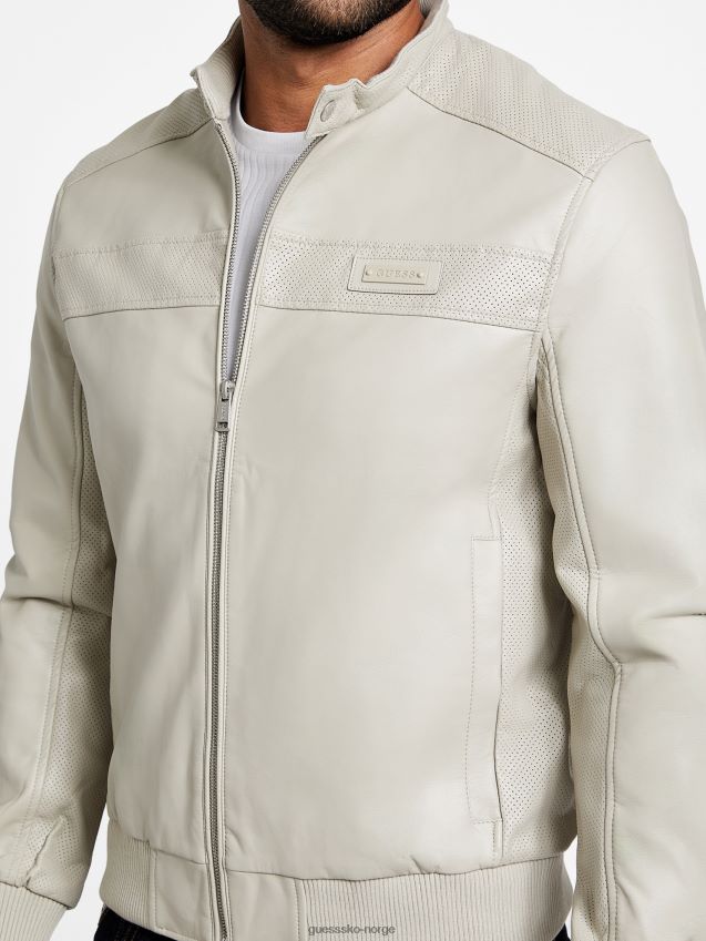 Guess aaron motojakke i imitert skinn vintage hvit vintage hvit menn F0LJ807940