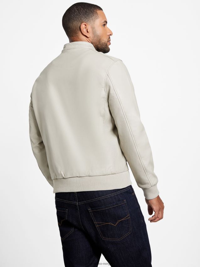 Guess aaron motojakke i imitert skinn vintage hvit vintage hvit menn F0LJ807940