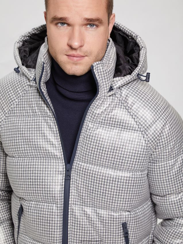 Guess alabast hvit multi highland houndstooth pufferjakke alabast hvit multi menn F0LJ8010783
