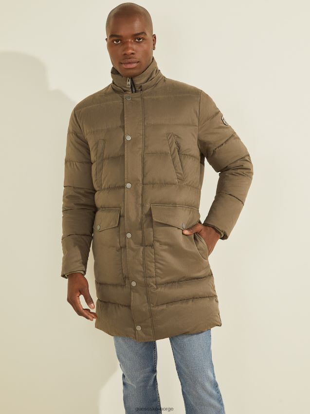 Guess alta nylon pufferjakke generell brun generelt brun menn F0LJ8010744
