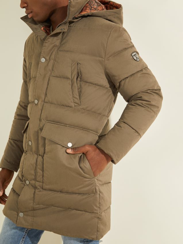 Guess alta nylon pufferjakke generell brun generelt brun menn F0LJ8010744