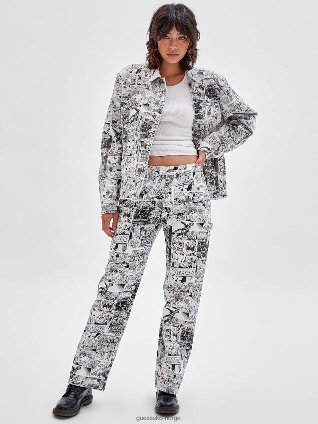 Guess batman komisk print denimjakke hvit multi hvit multi menn F0LJ80667