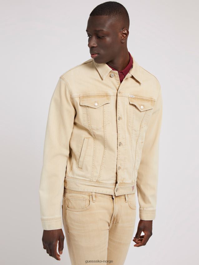 Guess beige denimjakke med normal passform beige menn F0LJ80228